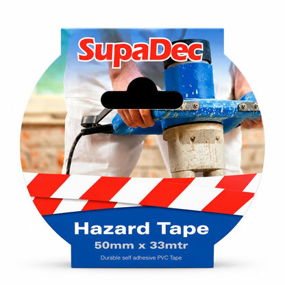 Front view of SupaDec Hazard Tape with clear PVC marking