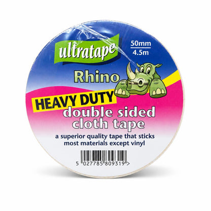 Top view of Ultratape Rhino Double Sided Cloth Tape with barcode