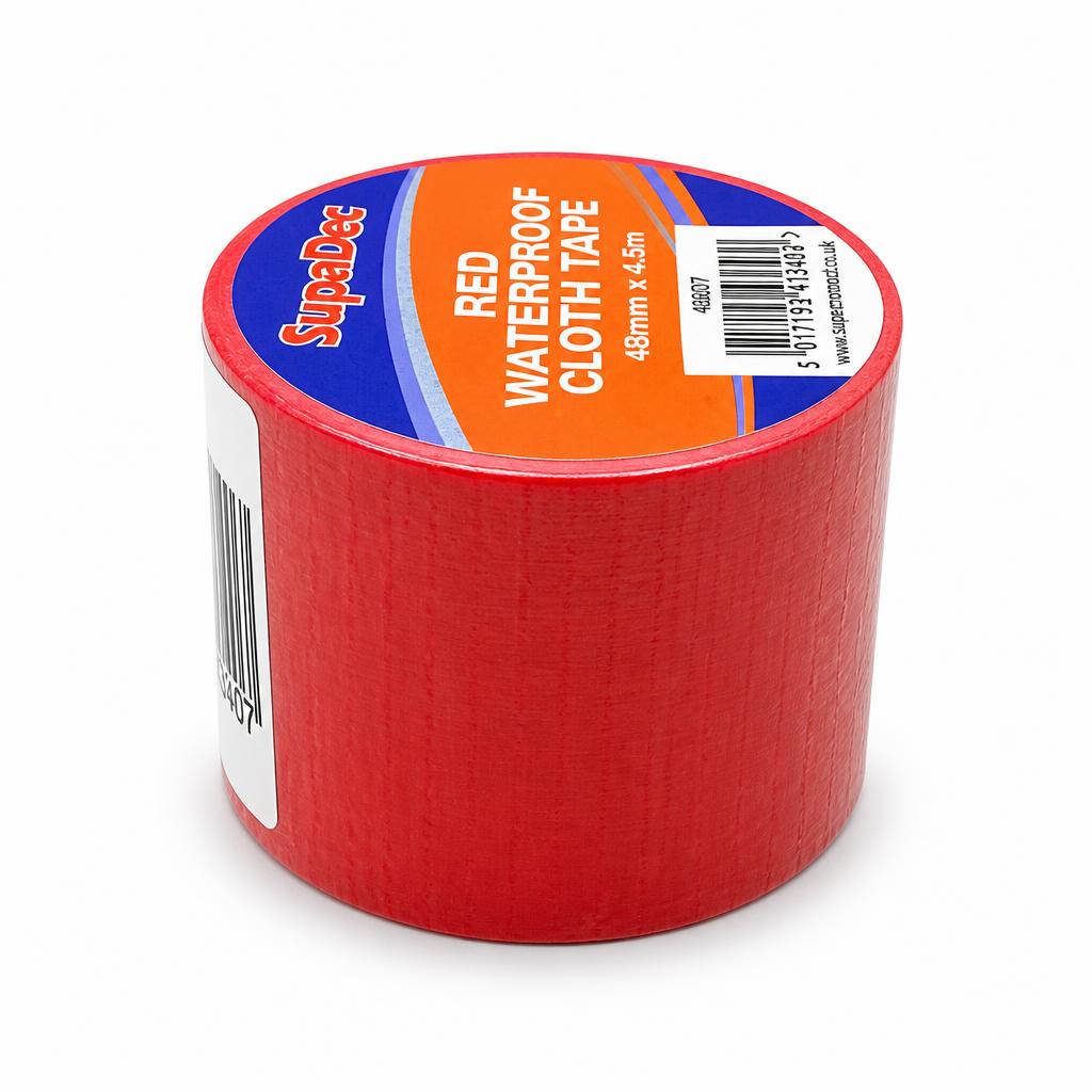 SupaDec Red Waterproof Cloth Tape packaging side view