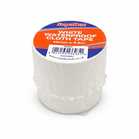 SupaDec white waterproof cloth tape on cardboard packaging