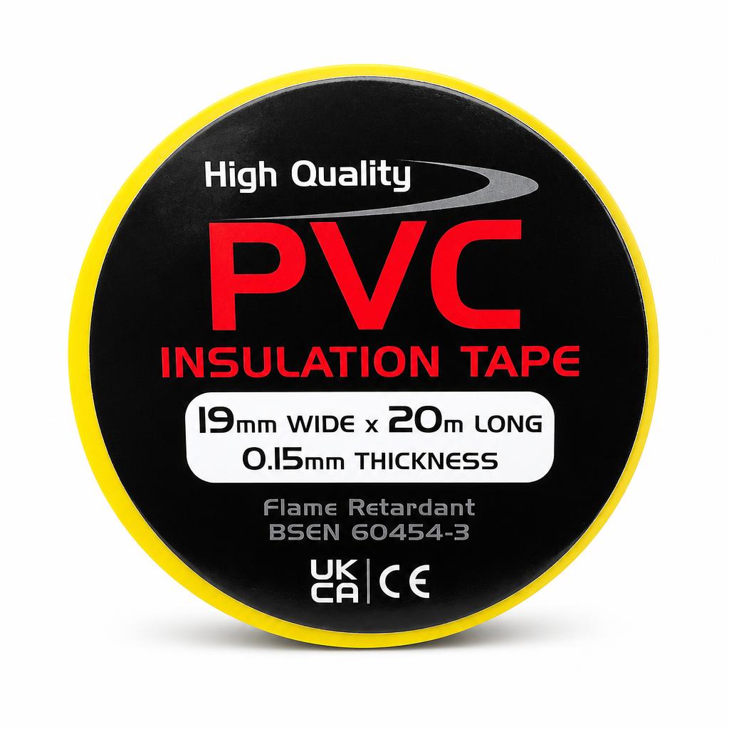 Close-up of PVC insulation tape showing specifications