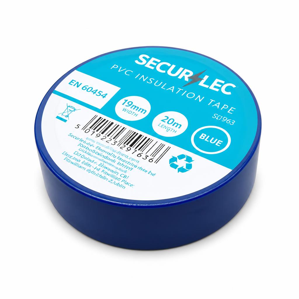 Blue Securlec PVC Insulation Tape on cardboard box