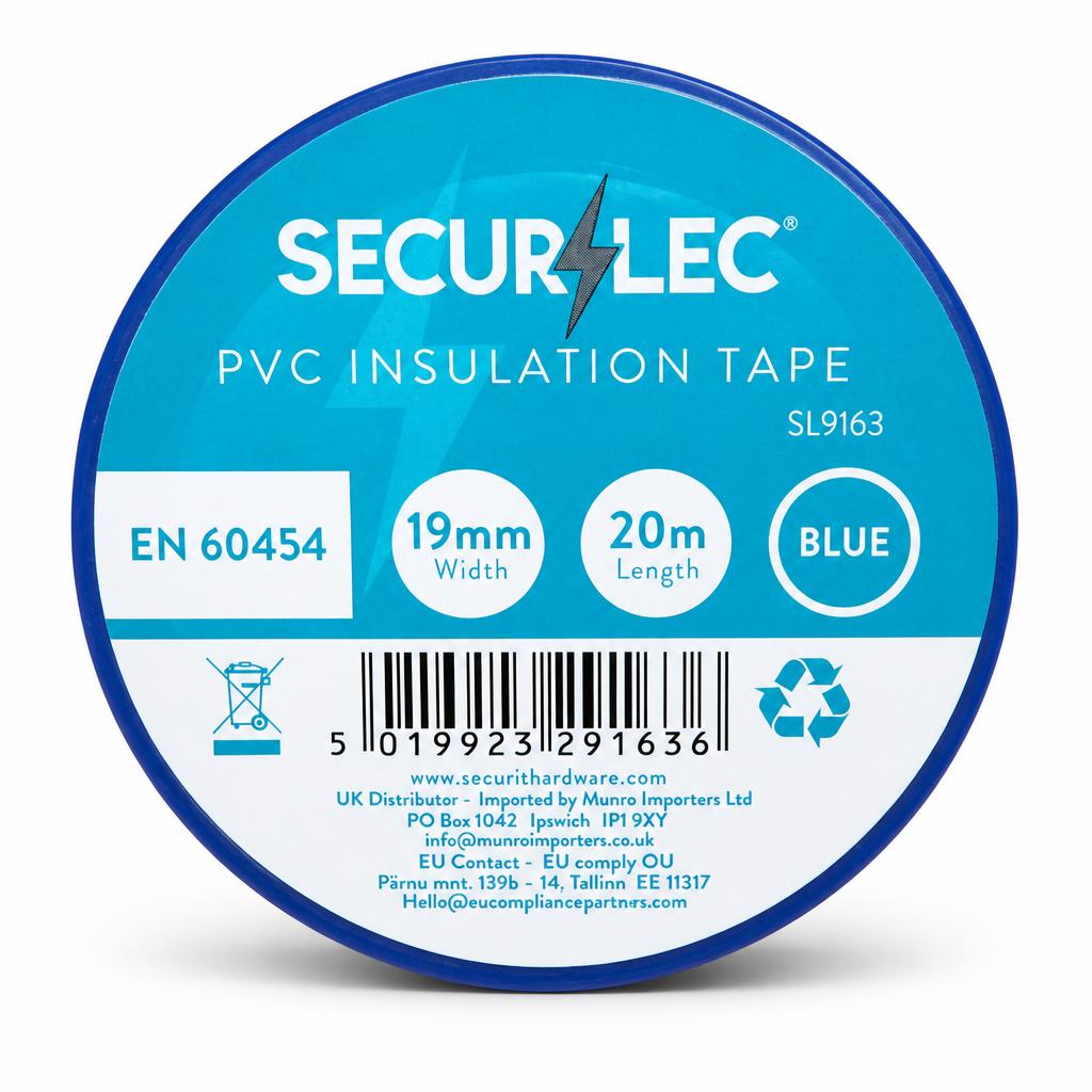 Close-up of Securlec tape label showing specifications