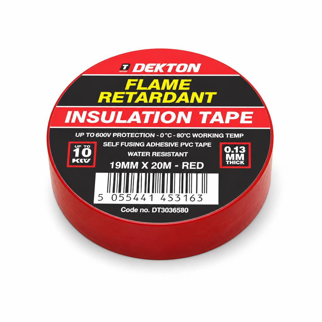 Red roll of Dekton flame retardant insulation tape