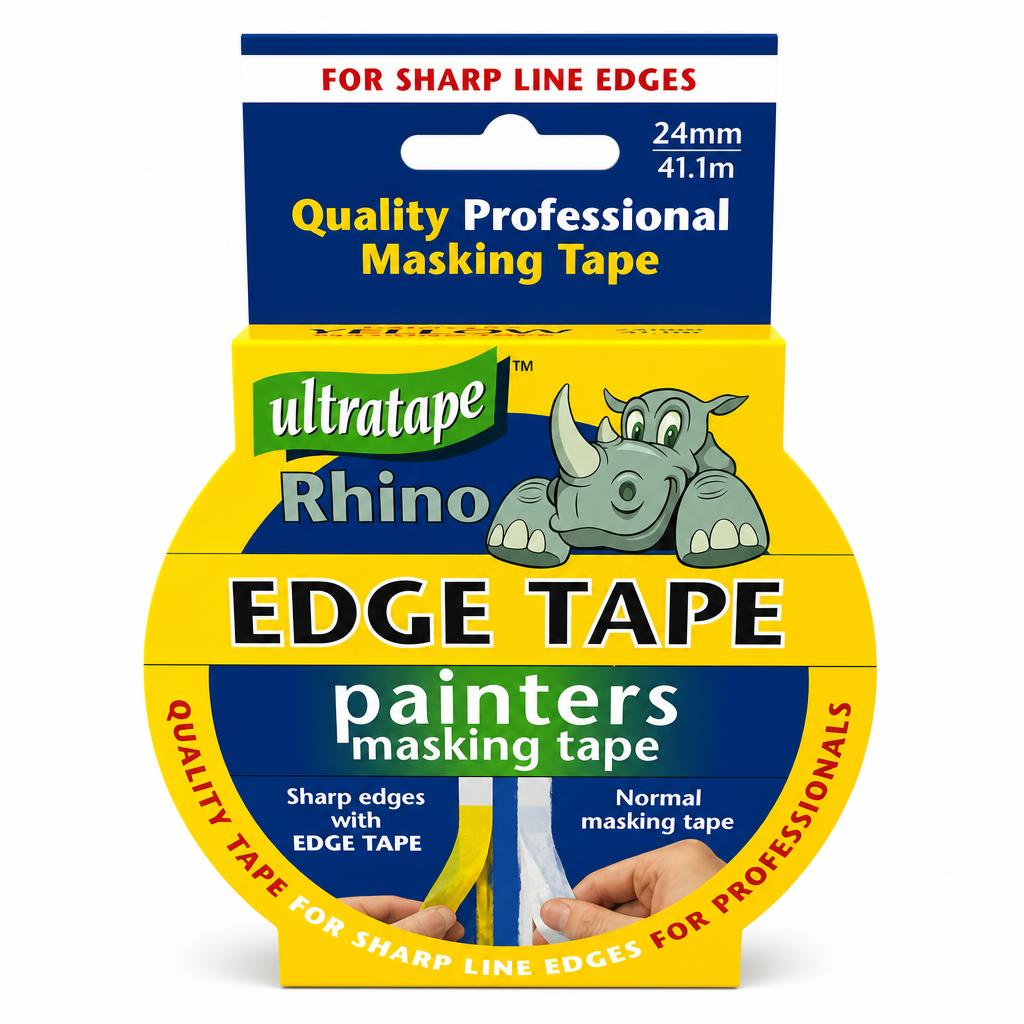 Front view of Ultratape Rhino Edge Tape packaging.
