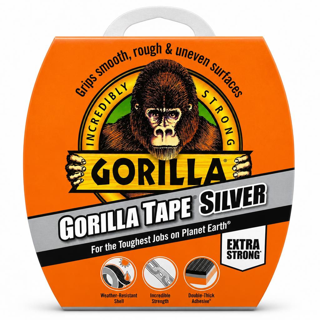 Gorilla Tape Silver packaging front view