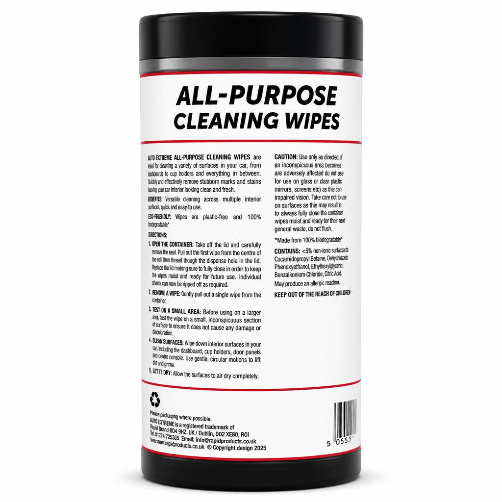 Auto Extreme All-Purpose Cleaning Wipes Back Packaging