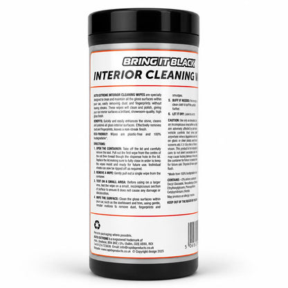 Back view of Auto Extreme Interior Cleaning Wipes packaging with instructions