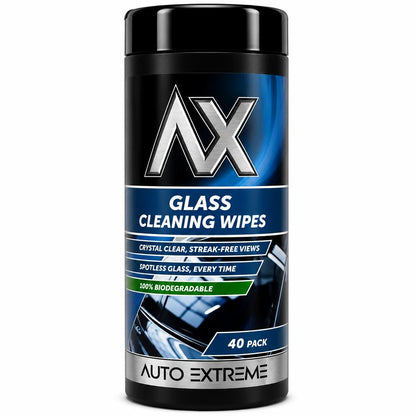 Front packaging of Auto Extreme Glass Cleaning Wipes