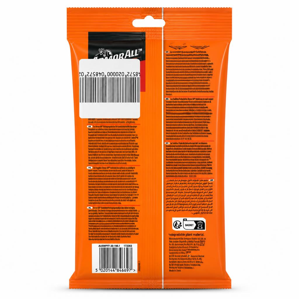 Back of Armor All Ultra Shine Protectant Wipes package