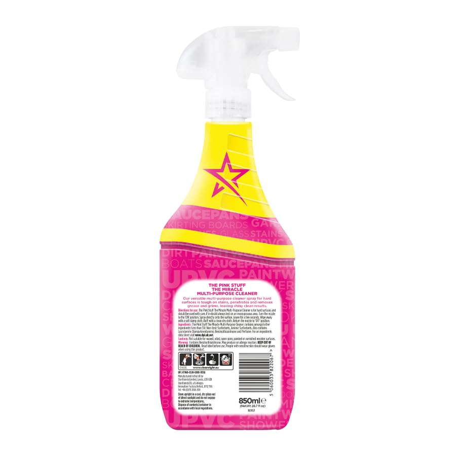 Back view of The Pink Stuff Miracle Multi-Purpose Cleaner bottle