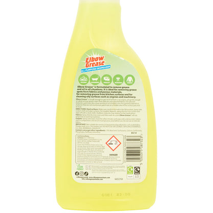 Back view showing information on Elbow Grease All Purpose Degreaser 500ml