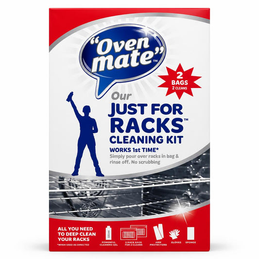Front of Oven Mate Just for Racks Cleaning Kit packaging