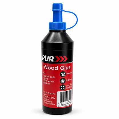 Back of Blackspur PVA Wood Glue showing barcode and details