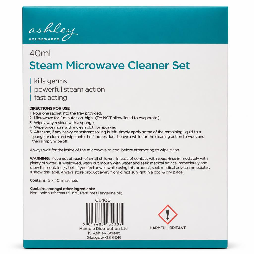 Ashley Steam Microwave Cleaner Set packaging back