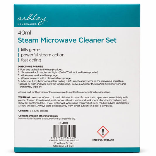 Ashley Steam Microwave Cleaner Set packaging back