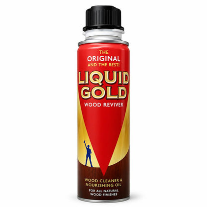 Liquid Gold Wood Reviver aerosol can with logo