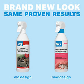 Comparison of old and new HG Odour Eliminator bottle designs
