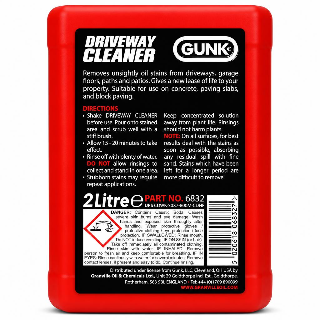 Gunk Driveway Cleaner 2L instructions and safety details
