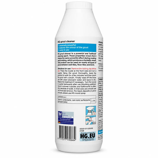 HG Grout Cleaner labeling and instructions on the back