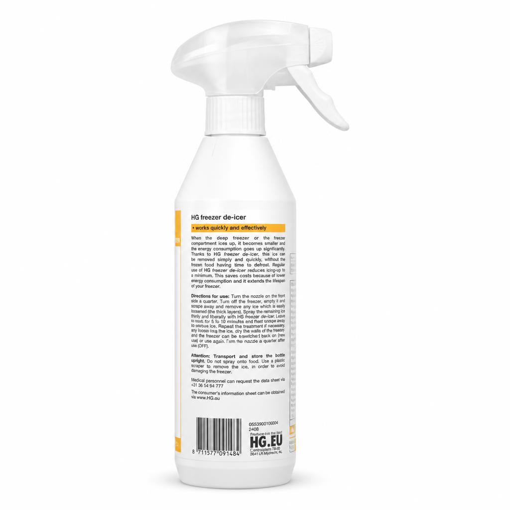HG Kitchen Freezer De-Icer bottle back view