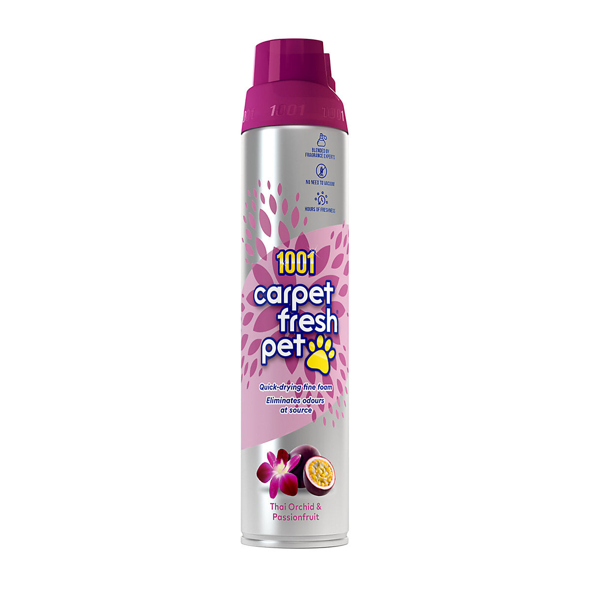 1001 Carpet Fresh Pet can with Thai Orchid & Passionfruit design
