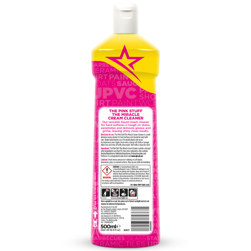 Star Drops The Pink Stuff Miracle Cream Cleaner packaging back