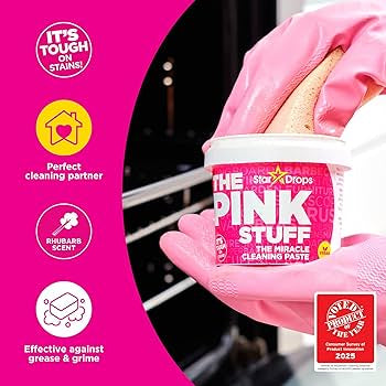 Back view highlighting features of Star Drops The Pink Stuff Miracle Cleaning Paste