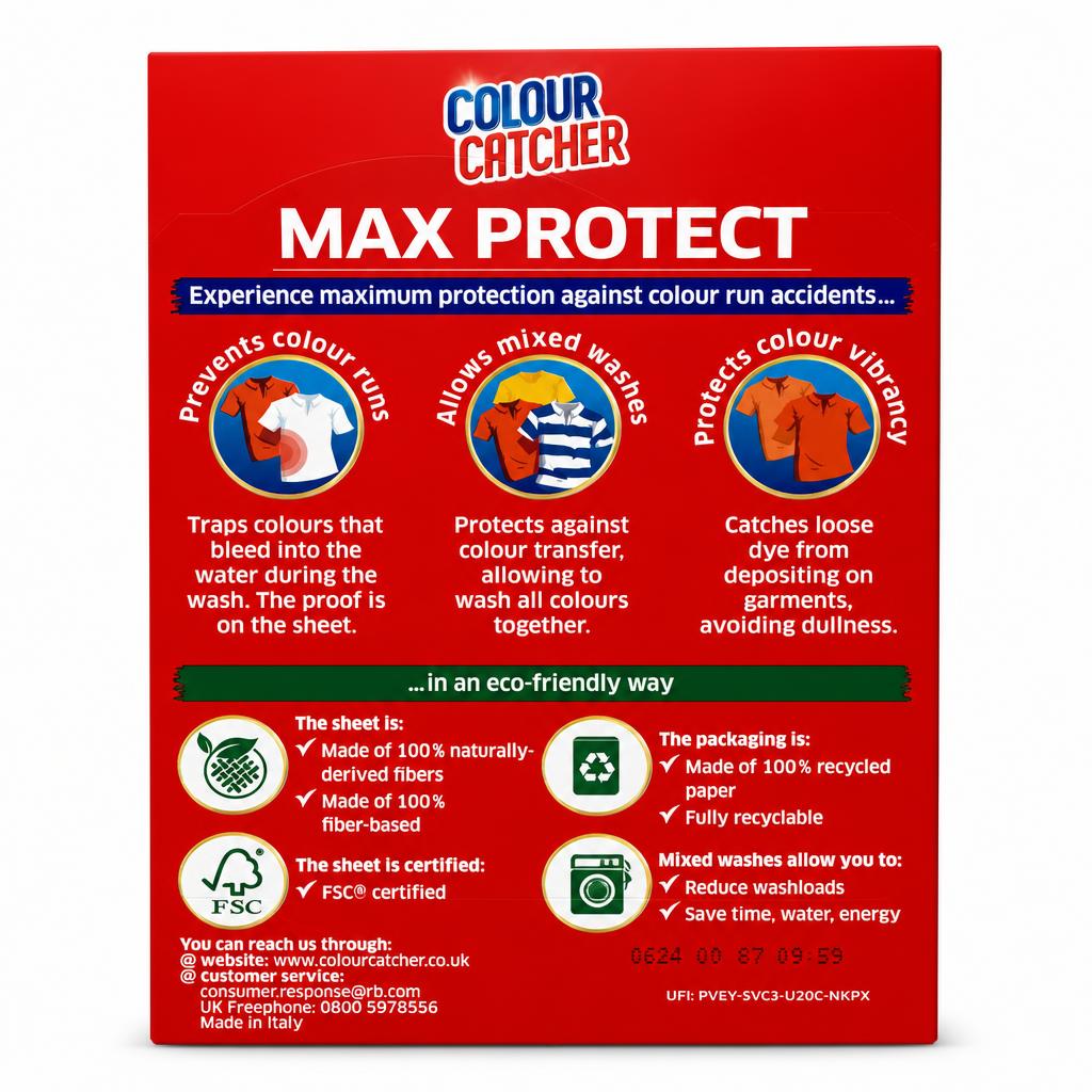 Dylon Colour Catcher Max Protect packaging back