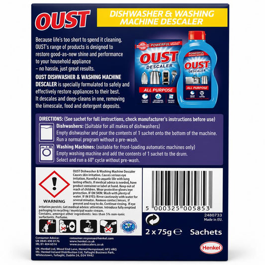 Oust Descaler packaging back view