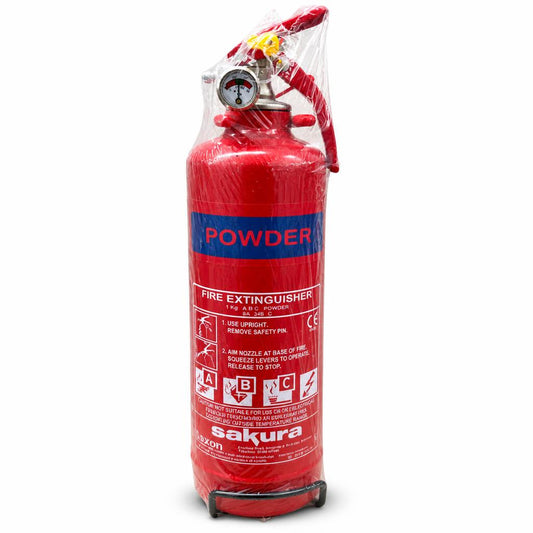 Front view of Sakura Powder Fire Extinguisher 1kg package