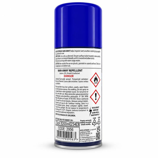Auto Extreme Rain Away Repellent back packaging
