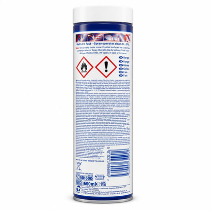 CarPlan Blue Star De-Icer 600ml back view with safety warnings
