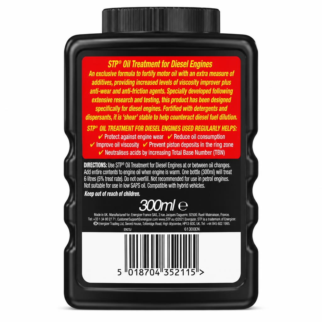 STP Oil Treatment for Diesel Engines back packaging with instructions