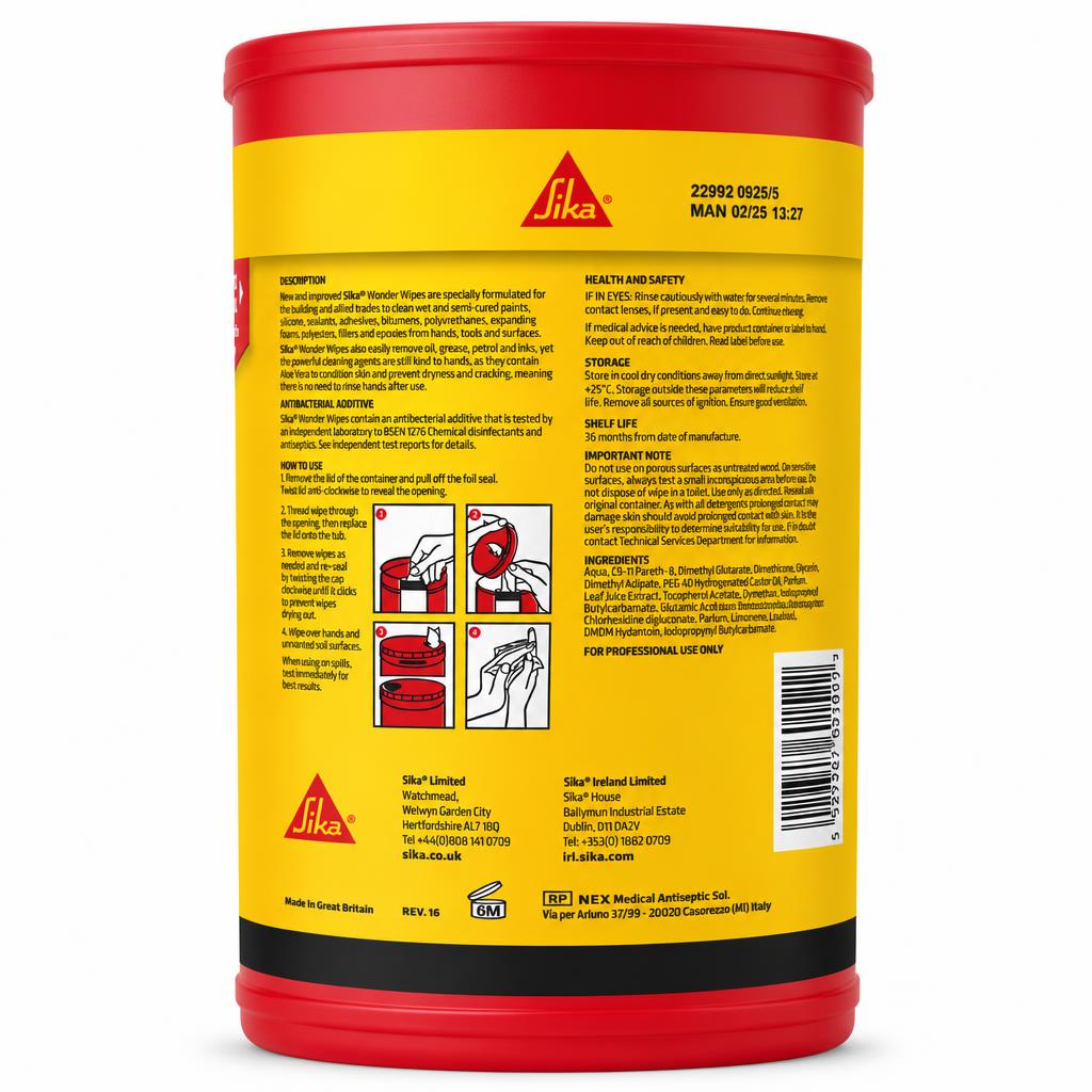 Sika Wonder Wipes Multi-Use back packaging