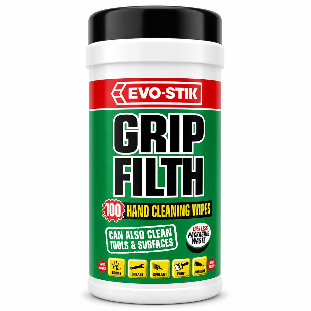 Evo-Stik Grip Filth Hand Cleaning Wipes front packaging