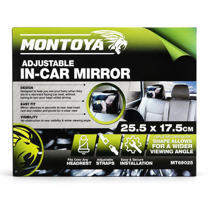 Montoya Adjustable In-Car Mirror packaging front view