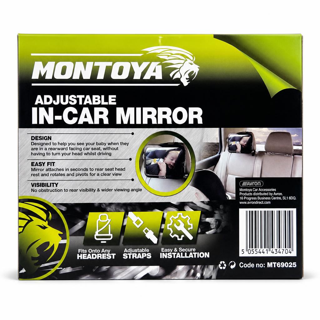 Montoya Adjustable In-Car Mirror packaging back view