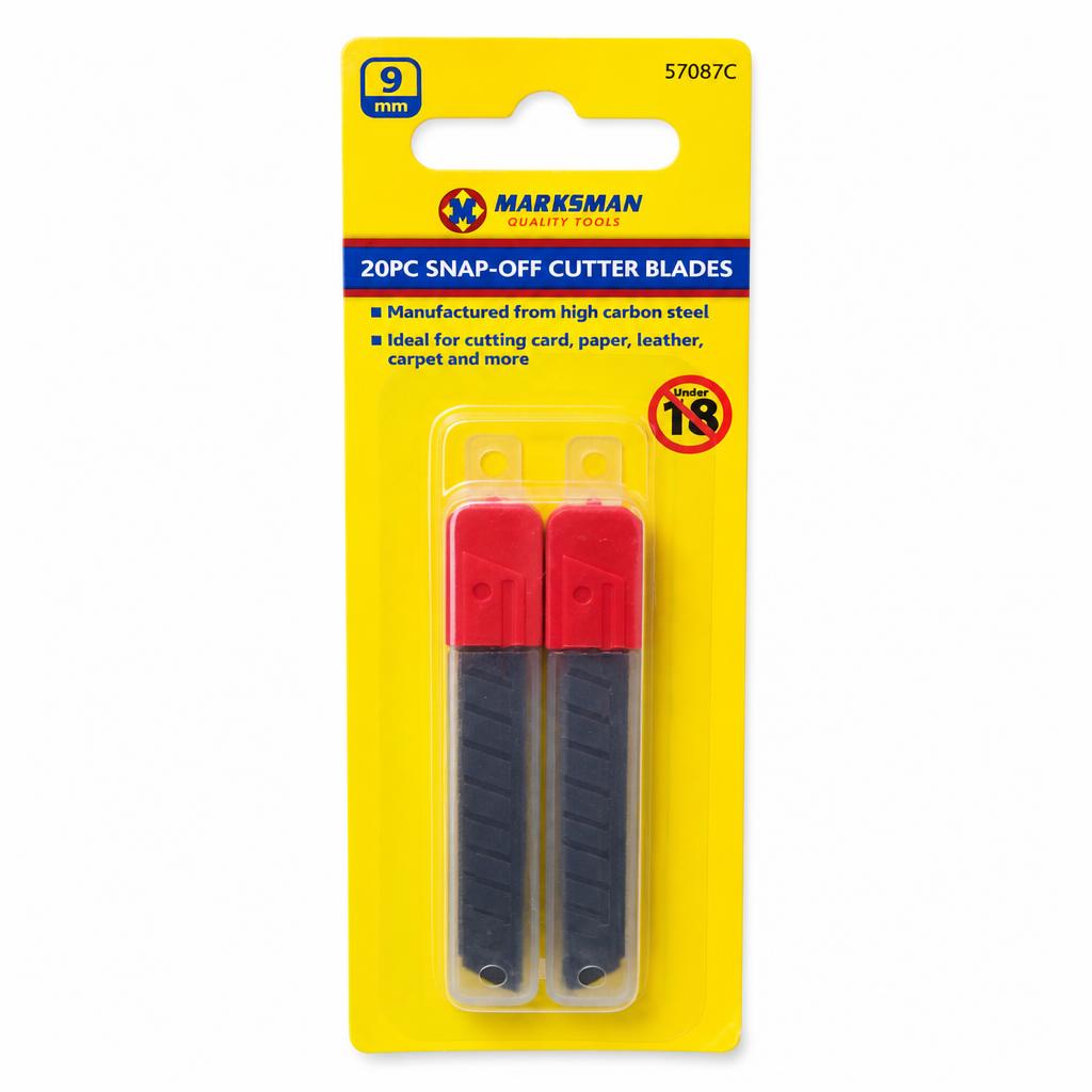 Packet of Marksman 20PC Snap-Off Cutter Blades with red covers.