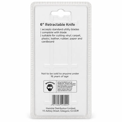 Back view of Blackspur 6" Retractable Knife packaging