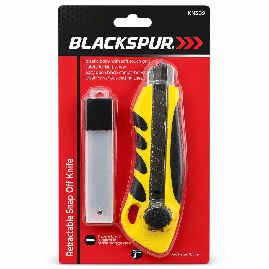 Blackspur Retractable Snap Off Knife packaging front view