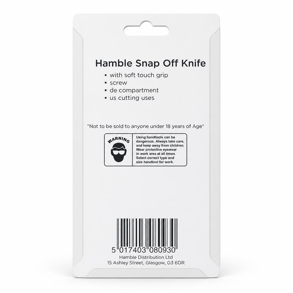 Blackspur Retractable Snap Off Knife packaging back view