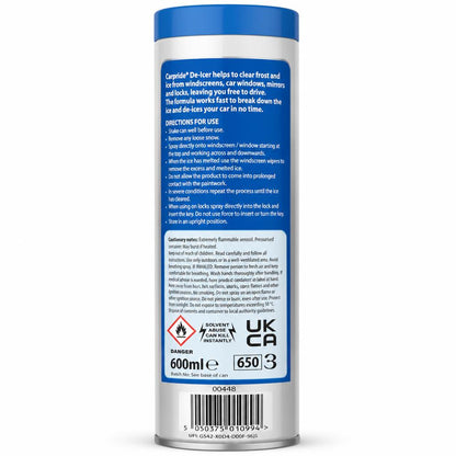 Back view of Carpride De-Icer with instructions and safety information