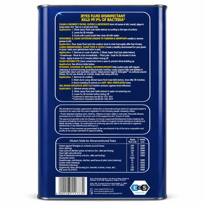 Jeyes Fluid Outdoor Cleaner back packaging showing instructions