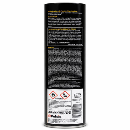 Back of Doff Advanced Formula Foaming Wasp Nest Killer Spray with instructions