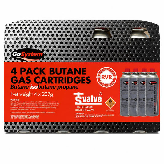 GoSystem 4 Pack Butane Gas Cartridges packaging