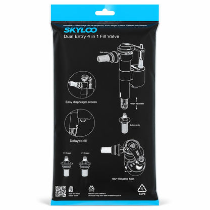 Viva Skylo Dual Entry Fill Valve packaging back