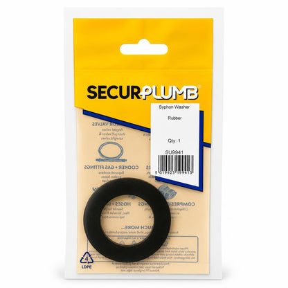 Front view of Securplumb Rubber Syphon Washer packaging