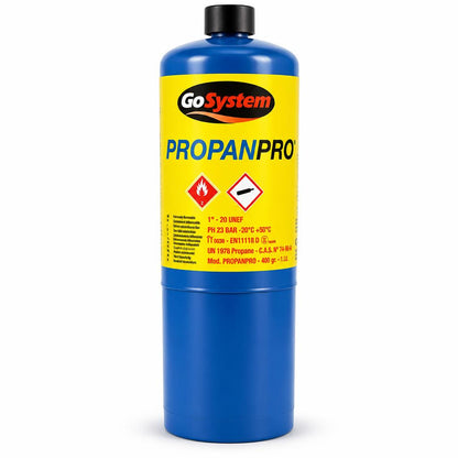 GoSystem PropanPro Propane Cylinder with safety label