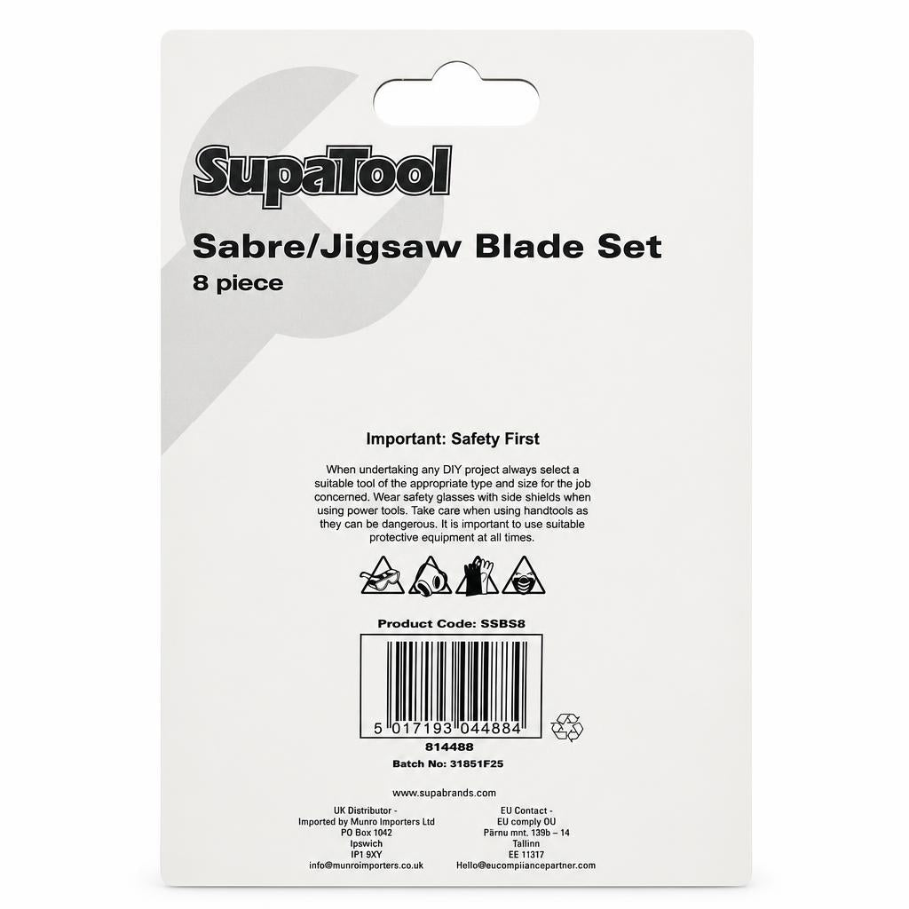 SupaTool Sabre/Jigsaw Blade Set packaging back view